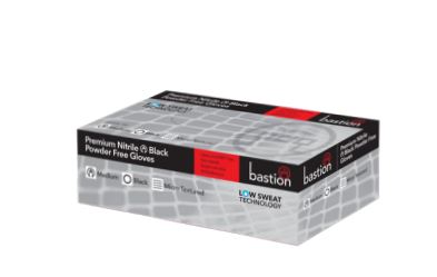 Bastion Gloves Nitrile Black Powder Free Medium (100 per pkt)t