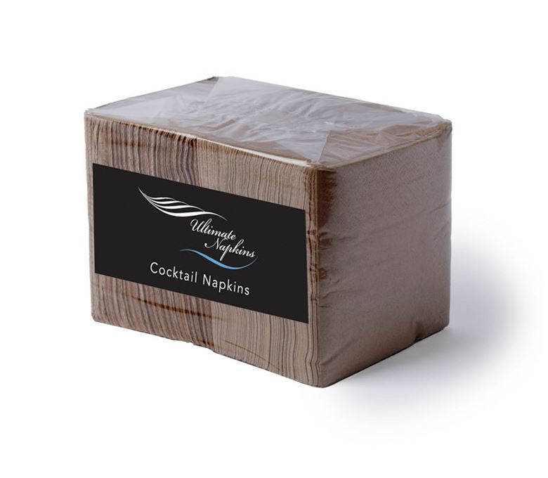Deluxe Cocktail Napkins  2 Ply Brown Kraft (2000 Napkins)