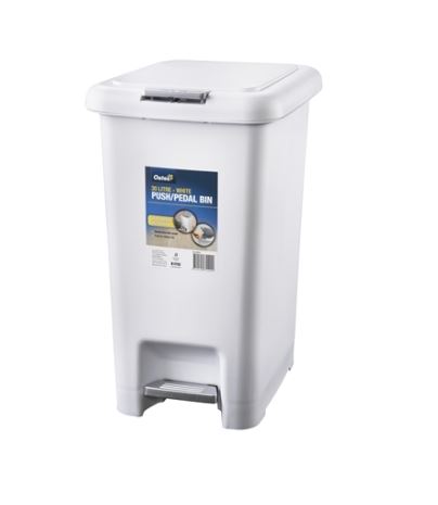 Oates Push  Petal Bin White 30L