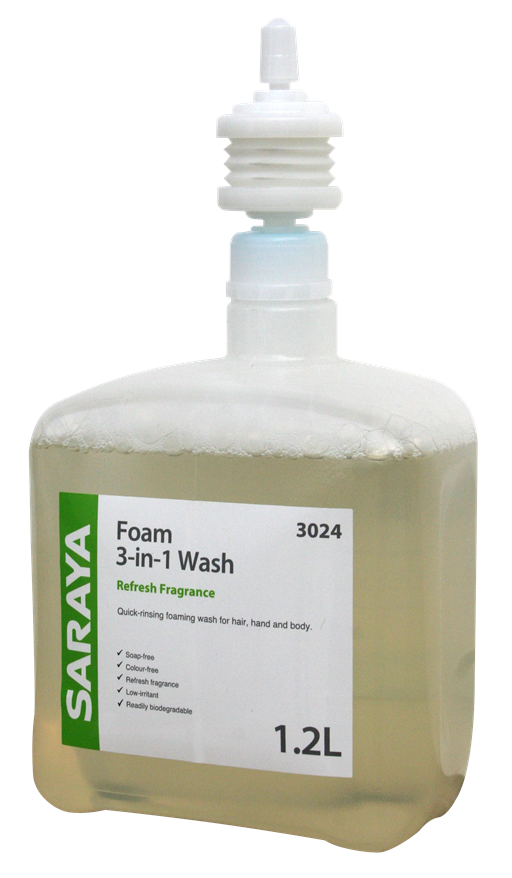 Saraya 3 in 1 Foam Wash Refresh Fragrance  1.2Ltr (Body Wash)