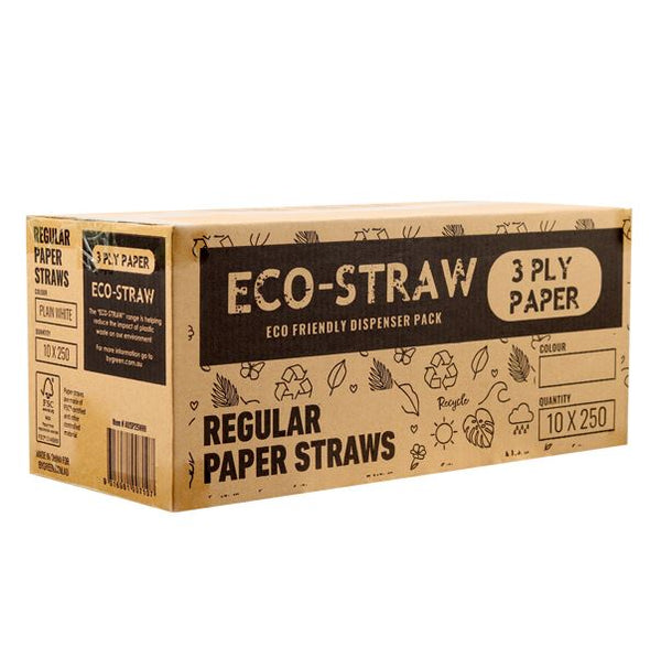 Eco-Straw - Paper Regular Straw 10X250 - Blue/White