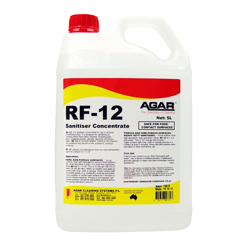 Agar RF-12 No Rinse Sanitiser  5L