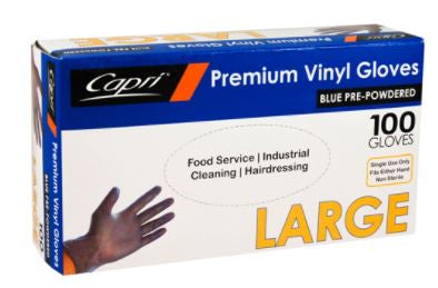 Capri Blue Large Pre Powdered Vinyl Gloves