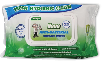 Nano Anti Bacterial Wipes 80 Per Pack