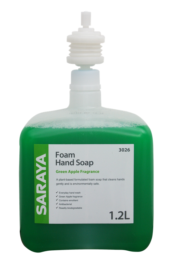Saraya Foam Hand Soap 1.2L  Green Apple Single unit