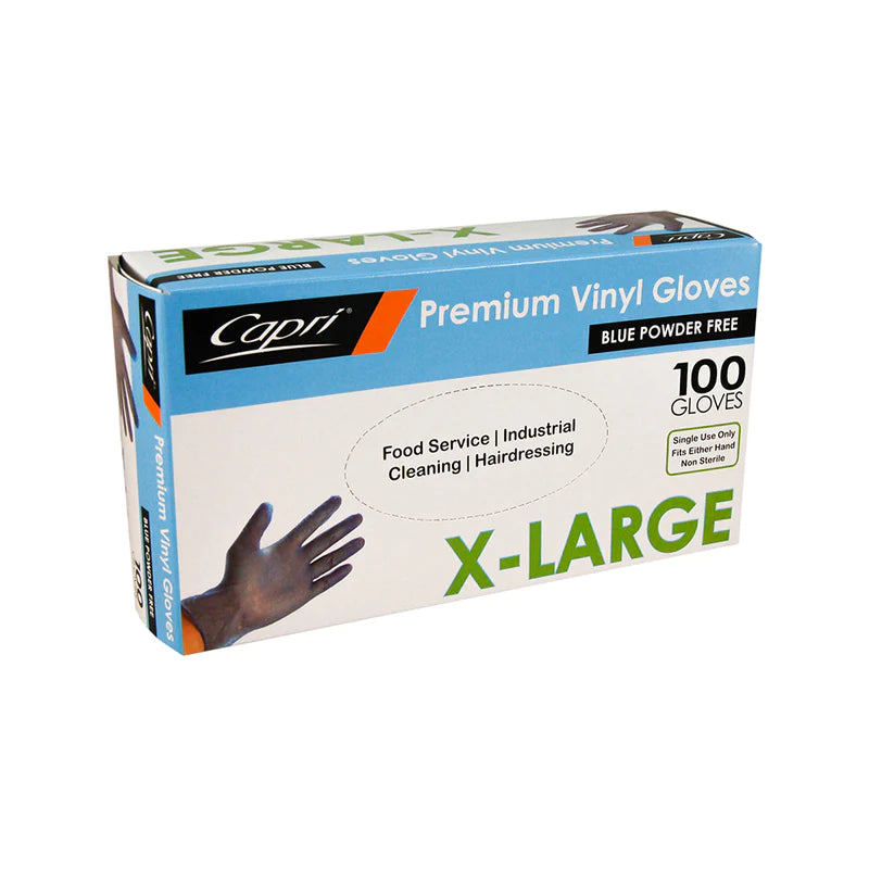 Capri Blue XLarge Pre Powdered Vinyl Gloves
