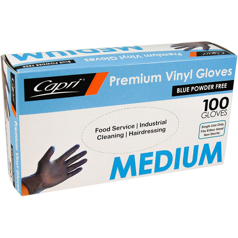 Capri Blue Medium Powder Free Vinyl Gloves