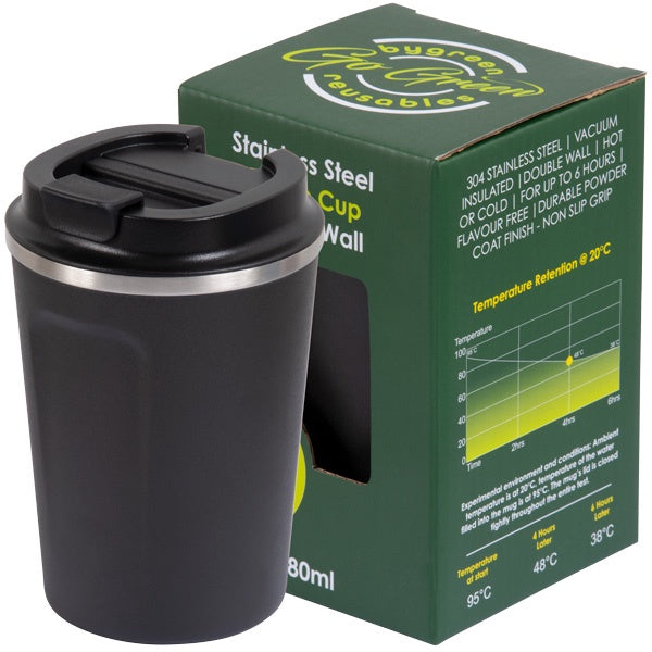 REUSABLE COFFEE CUP  380ML D/WALL - SLATE