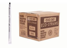 Eco-Sraw - Oxo-Bio Wrapped Regular Straw- Black (1000 per ctn)