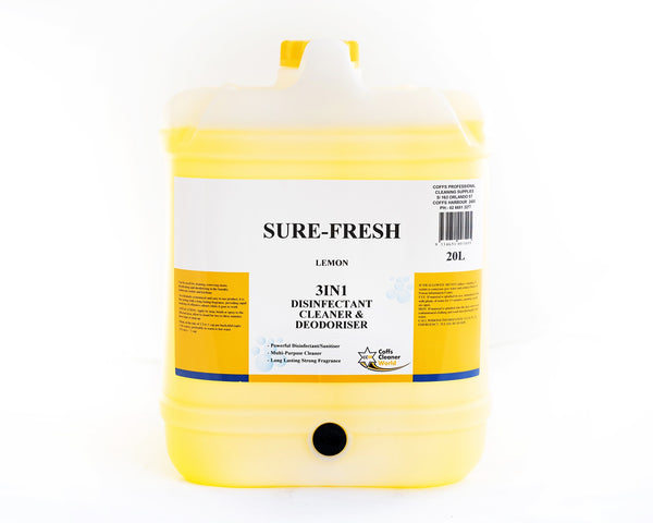 CCW Sure Fresh Lemon 3 in1 Disinfectant Cleaner & Deoririser 20L