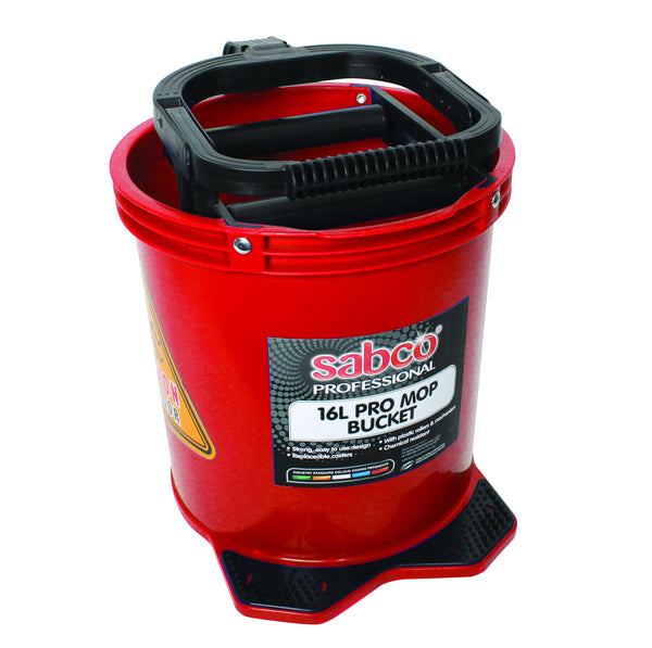 SABCO PRO MOP BUCKET 16L - RED (Free Mop & Handle)